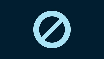 Sticker - White Ban icon isolated on blue background. Stop symbol. 4K Video motion graphic animation