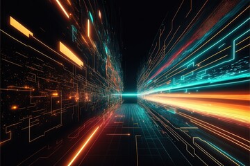Abstract Cyberspace Concept with technology lines. Generative AI