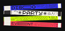 Control Bracelets For Events, Disco, Festival, Fan Zone, Party, Staff. Vector Mockup Of A Festival Bracelet In A Futuristic Style.