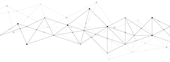 Poster - Technology network system lines and dots background template. Abstract virtual linked global system graphic vector.	