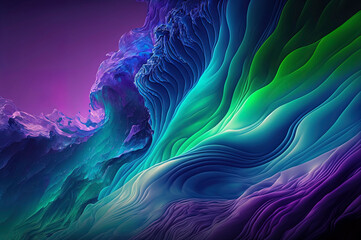 Wall Mural - abstract blue, green and purple background, abstract wave background with blue, green and purple col