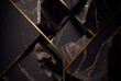 Leinwanddruck Bild - Abstract black golden grunge marble geometric background. Generative AI design