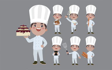 Wall Mural - Set of Chef characters in different poses