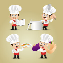 Wall Mural - Set of Chef characters in different poses