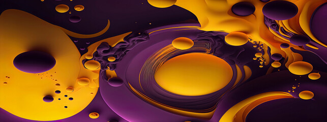 Wall Mural - panoramic purple and yellow abstract wave wallpaper, purple and yellow background