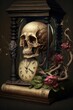 Memento mori metaphor, laif and death, time passes by, Generative Ai