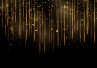 Poster - Golden shiny sparkling background with bokeh lights and smooth lines. Luxury vector design