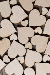 Poster - Wooden hearts background