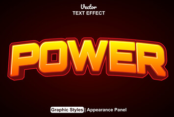 Wall Mural - power text effect with graphic style and editable.