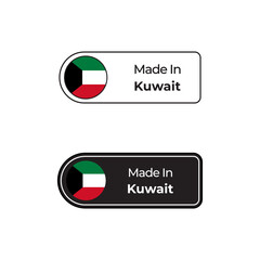 Wall Mural - Made in Kuwait vector label with Kuwaiti flag in two different styles