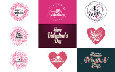 Poster - Be My Valentine lettering with a heart design. suitable for use in Valentine's Day cards and invitations