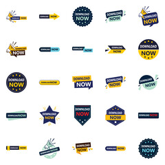 Sticker - Download now banner pack 25 unique styles