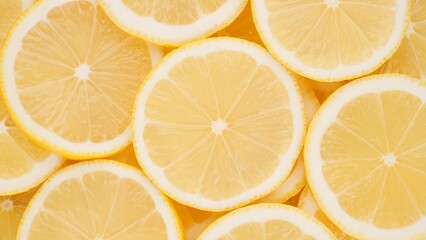 Wall Mural - Sliced Lemons top view. Vitamin C for immunity