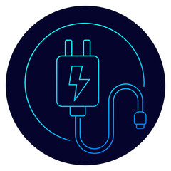 Poster - Mobile charger, linear design icon