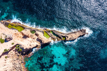 Aerial Drone Photograph Of Atlantis Sa Pedrera De Cala D'Hort In Ibiza 