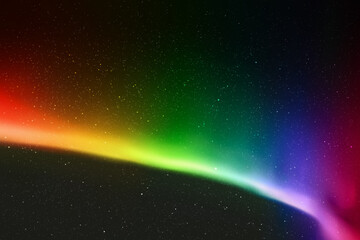 Sticker - Rainbow aurora borealis. Night starry sky and colorful polar lights