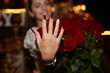 © verona_studio - Happy Woman Shows  Engagement Ring After Proposal