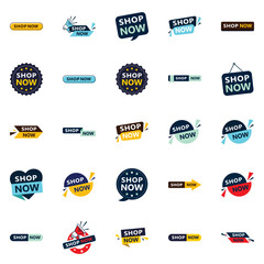 Sticker - Make a Big Impact with Our Pack of 25 Shop Now Sale Banners