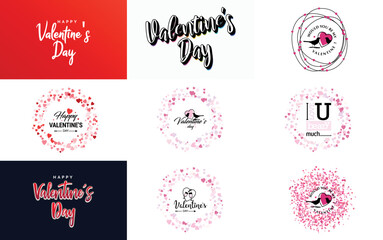 Poster - Happy Valentine's Day typography poster with handwritten calligraphy text. isolated on white background vector illustration