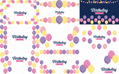 Poster - Happy Birthday text with a 3D. glossy finish and abstract shapes