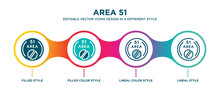 Area 51 Icon In 4 Different Styles Such As Filled, Color, Glyph, Colorful, Lineal Color. Set Of Area 51 Vector For Web, Mobile, Ui