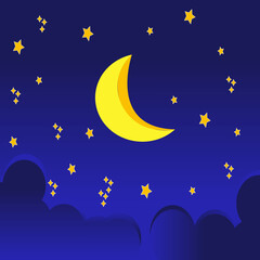 night beground vector illustration with shining stars and moon