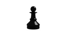 Black Chess Pawn Isolated On Transparent Background. Minimal Concept. 3D Render