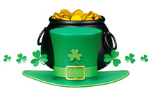 St Patricks Day Elements Hat With Pot Of Gold Cutout