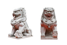 Collection, Chinese Lion Statue. (png)
White Lion Statue (Front, Beside) Made Of Cement. Isolated On White Background.