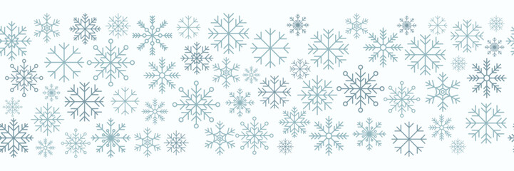 Wall Mural - snowflake seamless border. snowflakes seamless pattern. snowfall repeat backdrop. winter holidays th