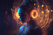 Captivating yoga meditation art with ethereal woman, ideal for sound healing therapy and spiritual wellness content. generative ai        
