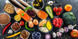 Leinwandbild Motiv Ingredients of healthy diet that maintains overall health