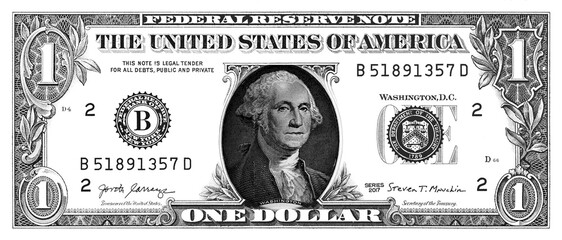 Wall Mural - blue textured 1 US dollar banknote with black background