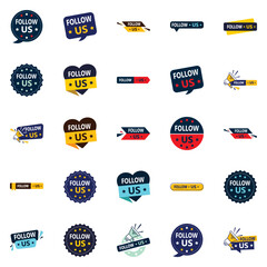 Sticker - 25 Modern Follow Us Banners for Instagram and Twitter