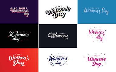 Sticker - Set of cards with International Women's Day logo and a bright. colorful design