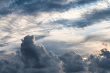Wall Mural - Cloudscape of a cloudy sky with blue and grey colors