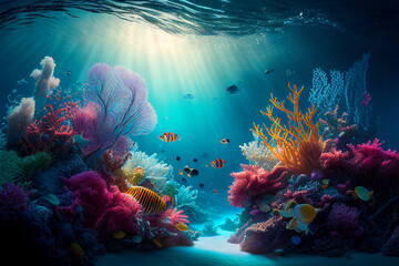 gorgeous underwater landscape, wallpaper/background/desktop, generative ai, digital art