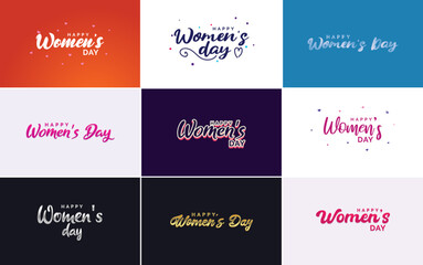 Sticker - International Women's Day lettering with a love shape. suitable for use in cards. invitations. banners. posters. postcards. stickers. and social media posts