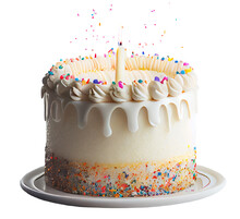 Birthday Cake With Candles. Illustration Generative AI