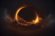 Abstract Scientific Background - Full Sun Eclipse, Red Galaxy In Space. Abstract Sun Eclipse Background.