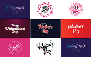 Sticker - Happy Valentine's Day banner template with a romantic theme and a red color scheme