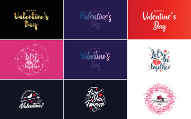 Sticker - Happy Valentine's Day greeting card template with a romantic theme and a red and pink color scheme