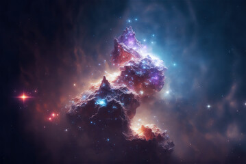 Wall Mural - space illustration with stars and nebula. generative ai