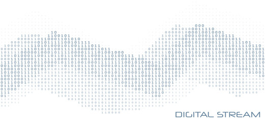 Fototapete - Digital stream. Binary data streaming with ones and zeros