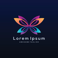 butterfly colorful gradient logo template