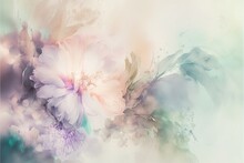  A Painting Of Flowers With A Pastel Background And A Soft Pastel Color Scheme With A Soft Pastel Color Scheme With A Soft Feel To The Background Is A Soft, With A. Generative AI