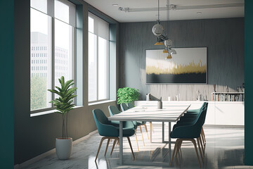 Canvas Print - View of a meeting space in a contemporary workplace. Generative AI