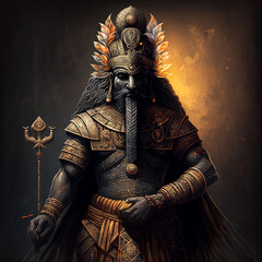 Canvas Print - Ancient Sumerian mythology. Ashu,ancient Sumerian mythological god. Created with Generative AI technology.