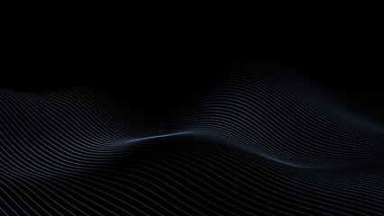 Wall Mural - abstract slow motion wave lines pattern. seamless looping animation on clean black background.