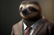 portrait of a sloth dressed in a formal business suit, generative ai